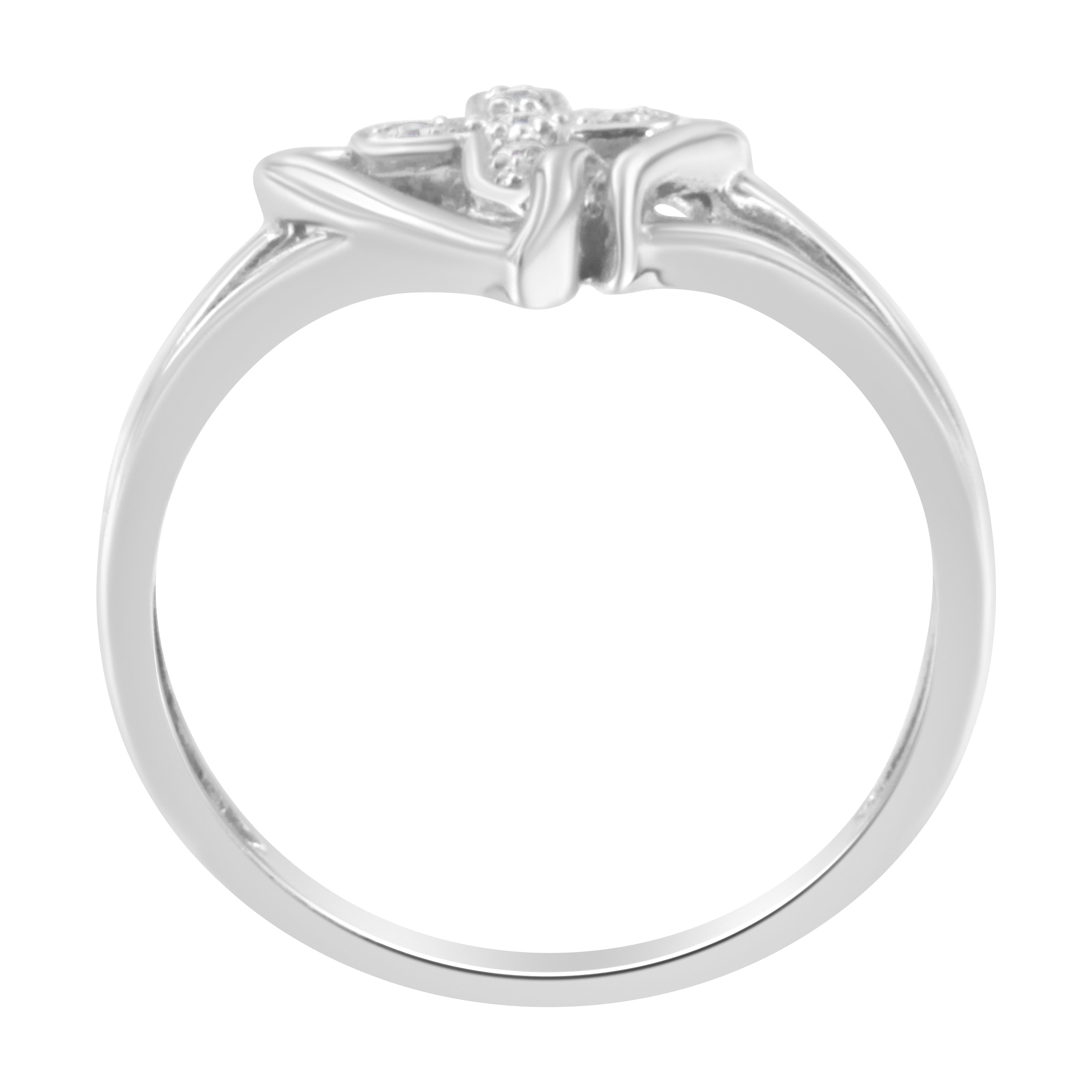 10K White Gold Diamond-Accented Cross & Open Heart Promise Fashion Ring (H-I Color, I1-I2 Clarity) - Size 7