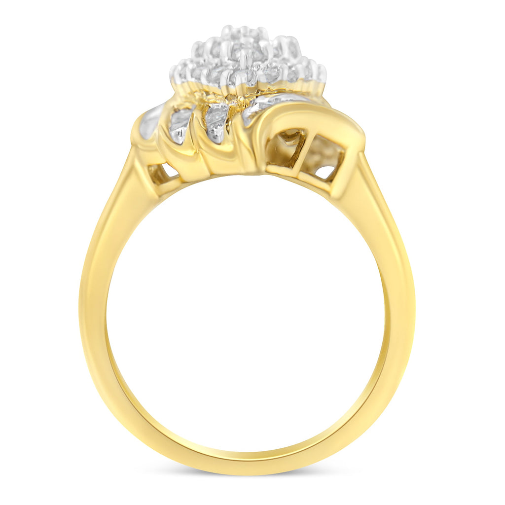 10K Yellow Gold Diamond Cocktail Ring (3/4 Cttw, I-J Color, I2-I3 Clarity) - Size 8