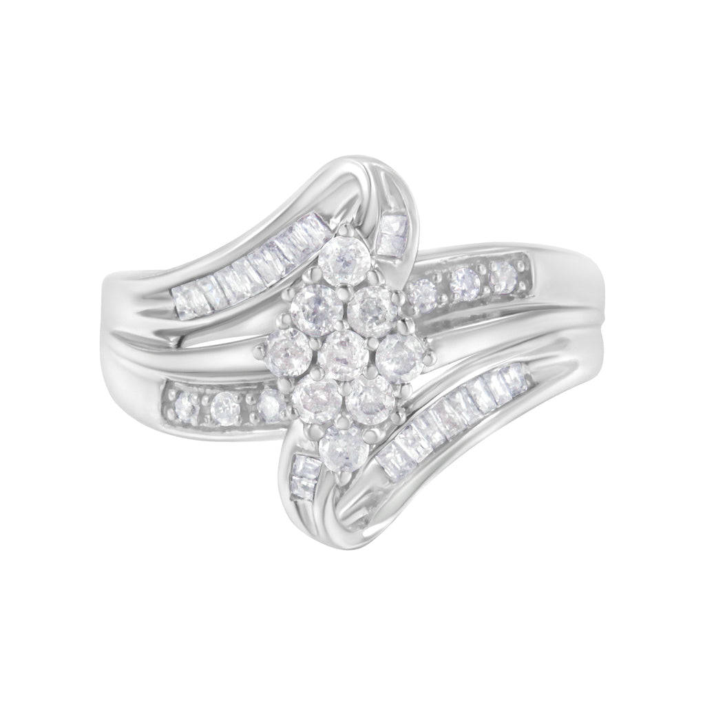 10K White Gold 1/2 cttw Diamond Cluster Ring (H-I Clarity, I2-I3 Color) - Size 6