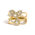 10K Yellow Gold 1/2 Cttw Diamond Crossover 3 Leaf Floral Cocktail Ring Band (H-I Color, SI1-SI2 Clarity)  - Size 7