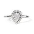 10K White Gold 3/8 Cttw Round-Cut Lab Grown Diamond Cluster Pear Promise Ring (G-H Color, VS2-SI1 Clarity) - Size 7