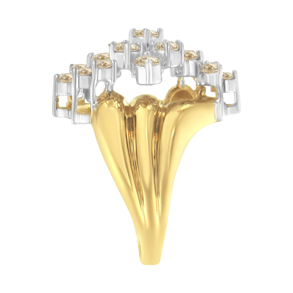 10K Yellow Gold Plated .925 Sterling Silver Diamond Cocktail Ring (1 1/2 Cttw, J-K Color, I1-I2 Clarity) - Size 7