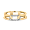 10K Yellow Gold Diamond Accent Paperclip Band Ring (I-J Color, I2-I3 Clarity) - Size 7