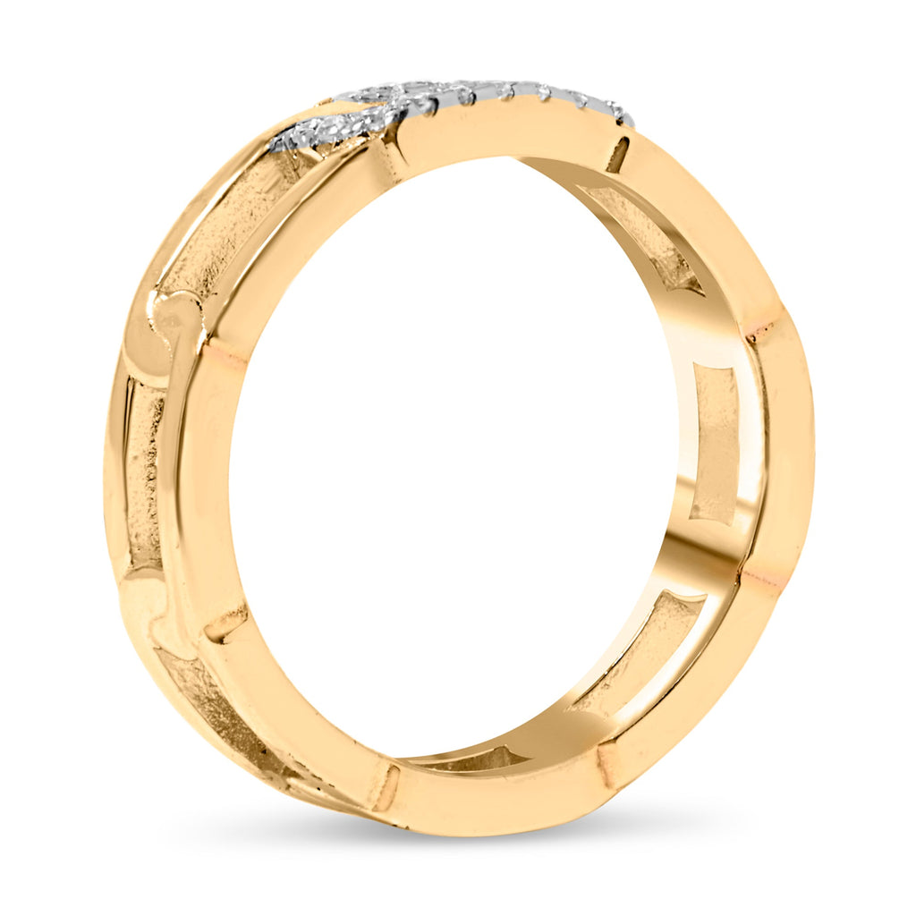 10K Yellow Gold Diamond Accent Paperclip Band Ring (I-J Color, I2-I3 Clarity) - Size 7