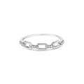 .925 Sterling Silver Diamond Accent Paperclip Band Ring (I-J Color, I2-I3 Clarity) - Ring Size 6