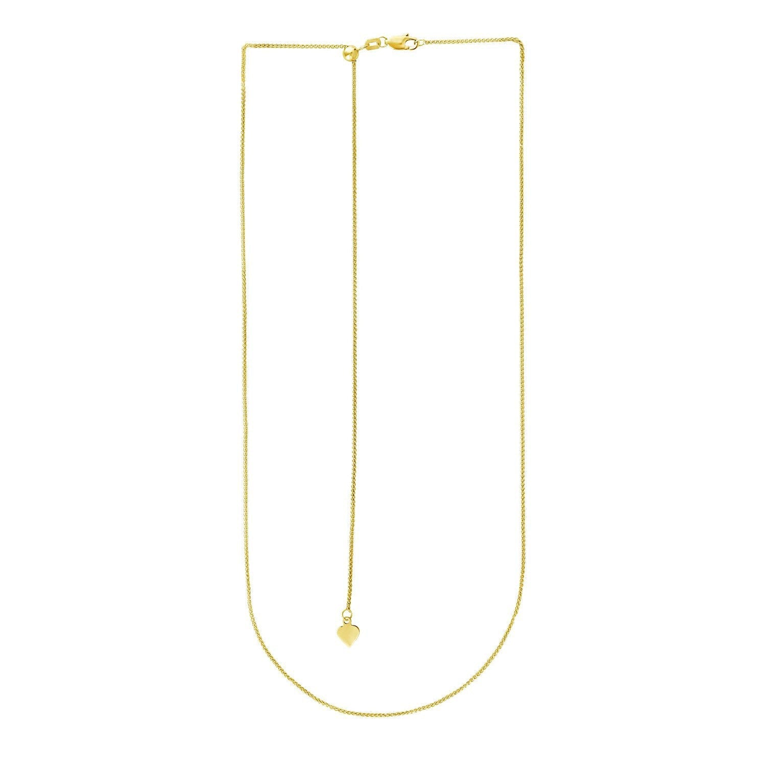 14k Yellow Gold Adjustable Wheat Chain 1.0mm