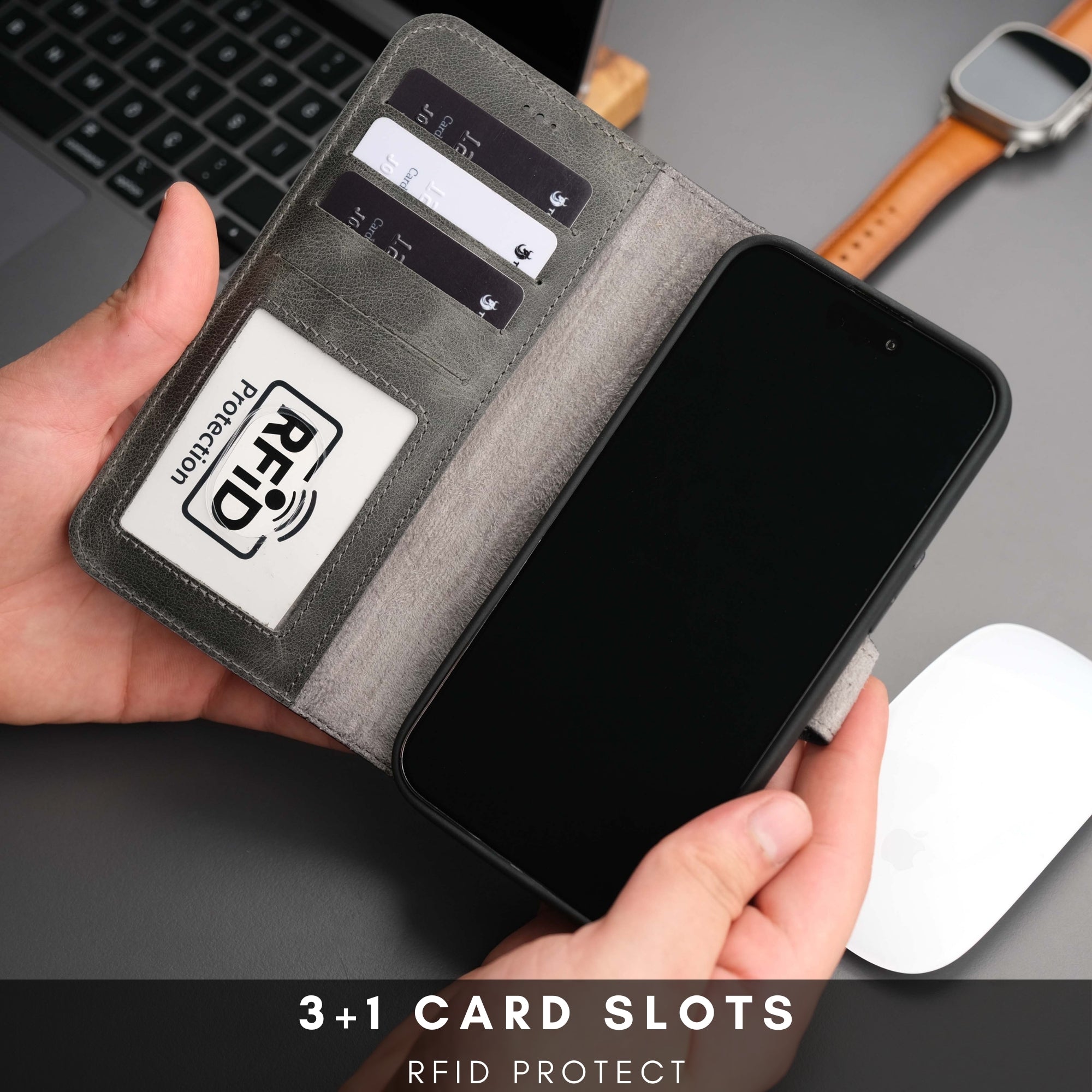 Casper Leather iPhone 15 Pro Max Wallet Case | Detachable MagSafe Compatible RFID Protection