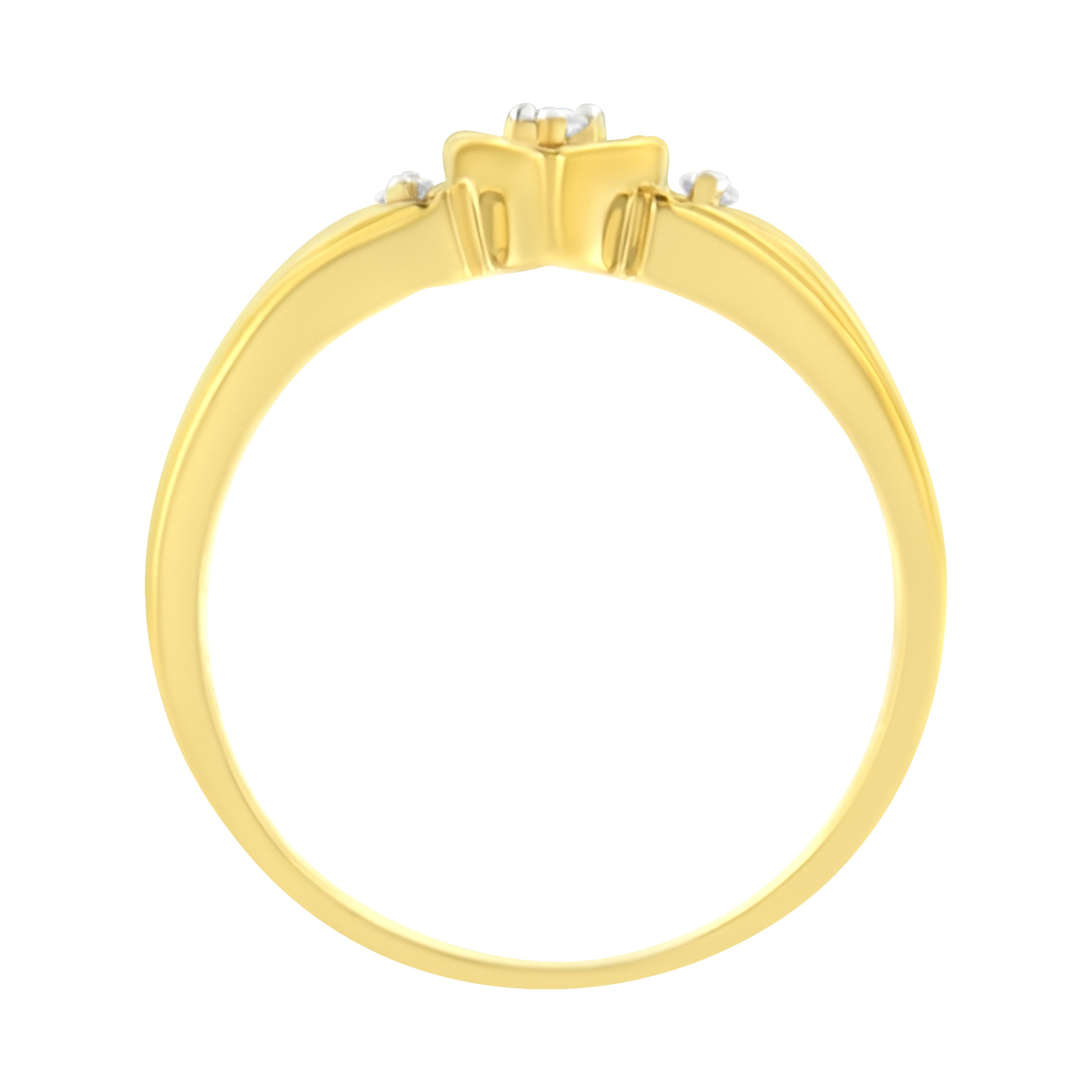 10KT Yellow Gold 1/20 cttw Diamond Triple Heart Diamond Ring (K-L, I1-I2) - Size 7
