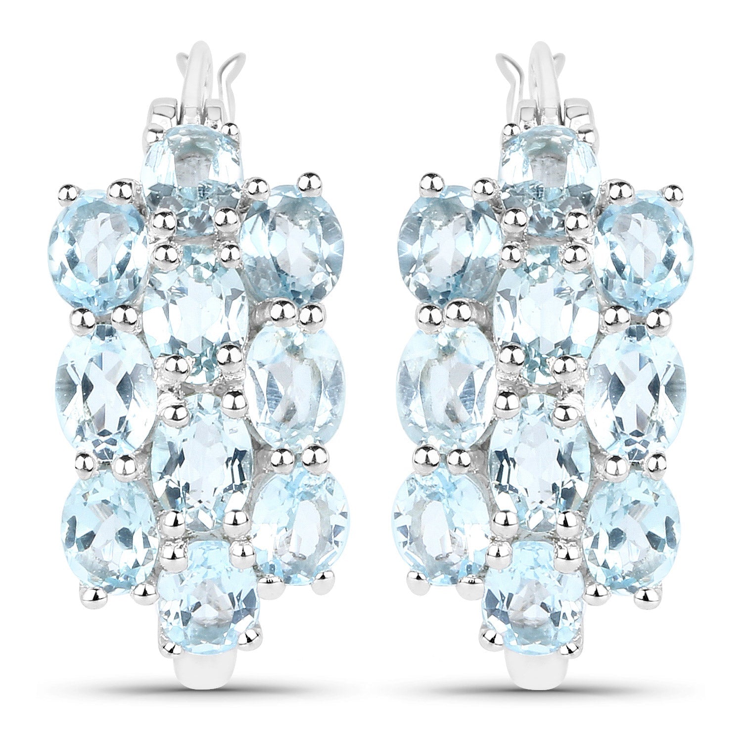 9.88 Carat Genuine Blue Topaz .925 Sterling Silver 3 Piece Jewelry Set (Ring, Earrings, and Pendant w/ Chain)