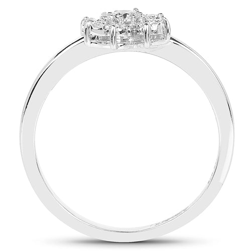 0.18 Carat Genuine White Diamond 14K White Gold Ring (E-F-G Color, SI Clarity)
