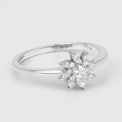 0.18 Carat Genuine White Diamond 14K White Gold Ring (E-F-G Color, SI Clarity)