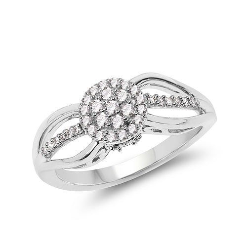 0.25 Carat Genuine White Diamond 14K White Gold Ring (E-F Color, SI Clarity)