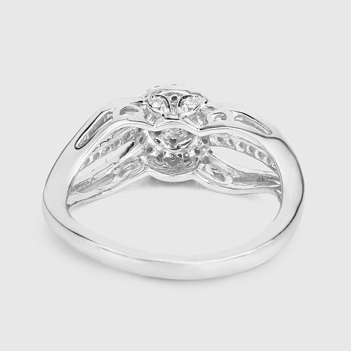 0.25 Carat Genuine White Diamond 14K White Gold Ring (E-F Color, SI Clarity)