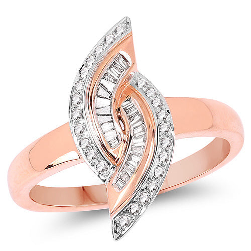 0.29 Carat Genuine White Diamond 14K Rose Gold Ring (E-F Color, SI1-SI2 Clarity)
