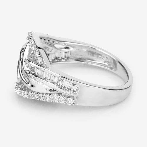 0.72 Carat Genuine White Diamond 14K White Gold Ring (E-F-G Color, VS-SI Clarity)