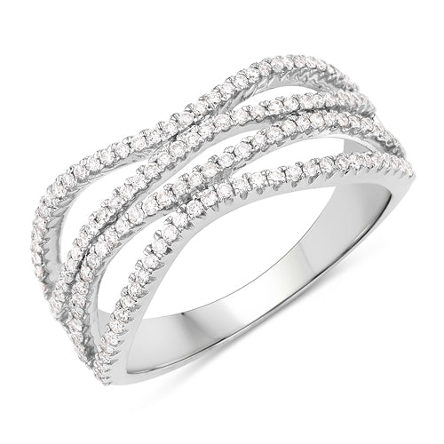 0.46 Carat Genuine White Diamond 14K White Gold Ring (F-G Color, SI Clarity)