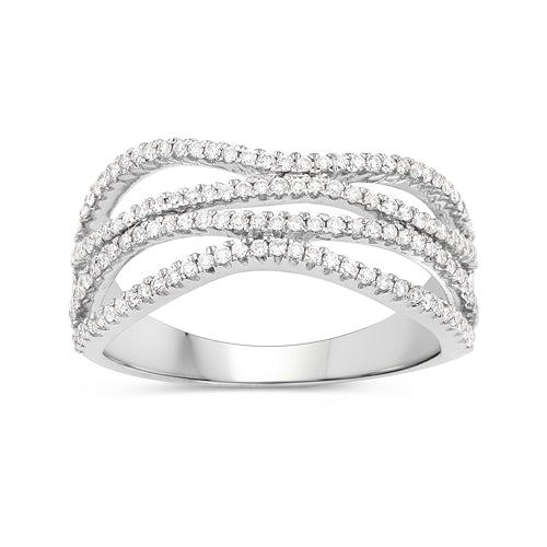 0.46 Carat Genuine White Diamond 14K White Gold Ring (F-G Color, SI Clarity)