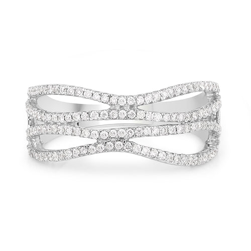 0.46 Carat Genuine White Diamond 14K White Gold Ring (F-G Color, SI Clarity)