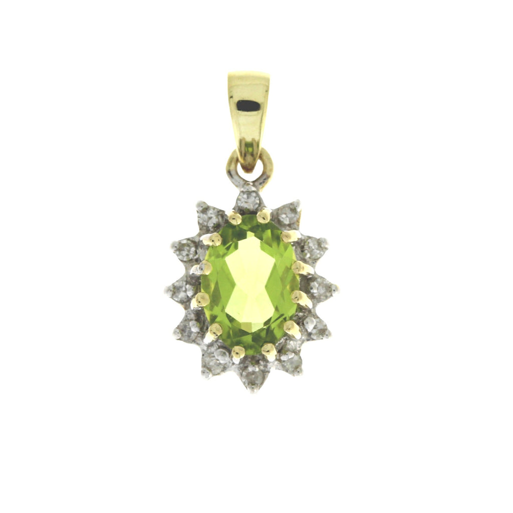 .96ct Peridot Diamond Fashion Pendants 10KT Yellow Gold