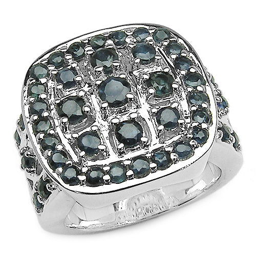 2.60 Carat Genuine Blue Sapphire .925 Sterling Silver Ring