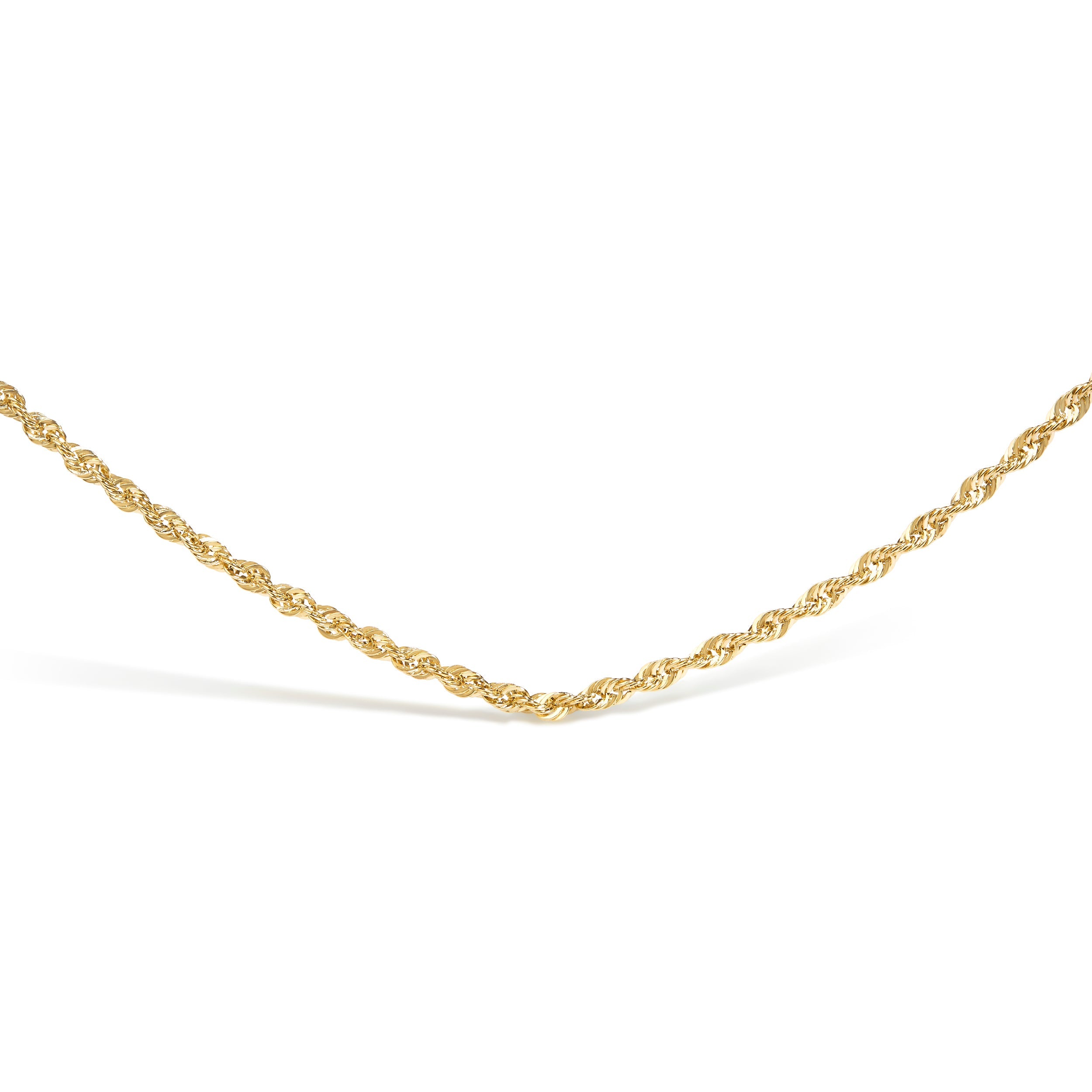 Men's Solid 10K Yellow Gold 3.2mm Light Rope Chain Necklace