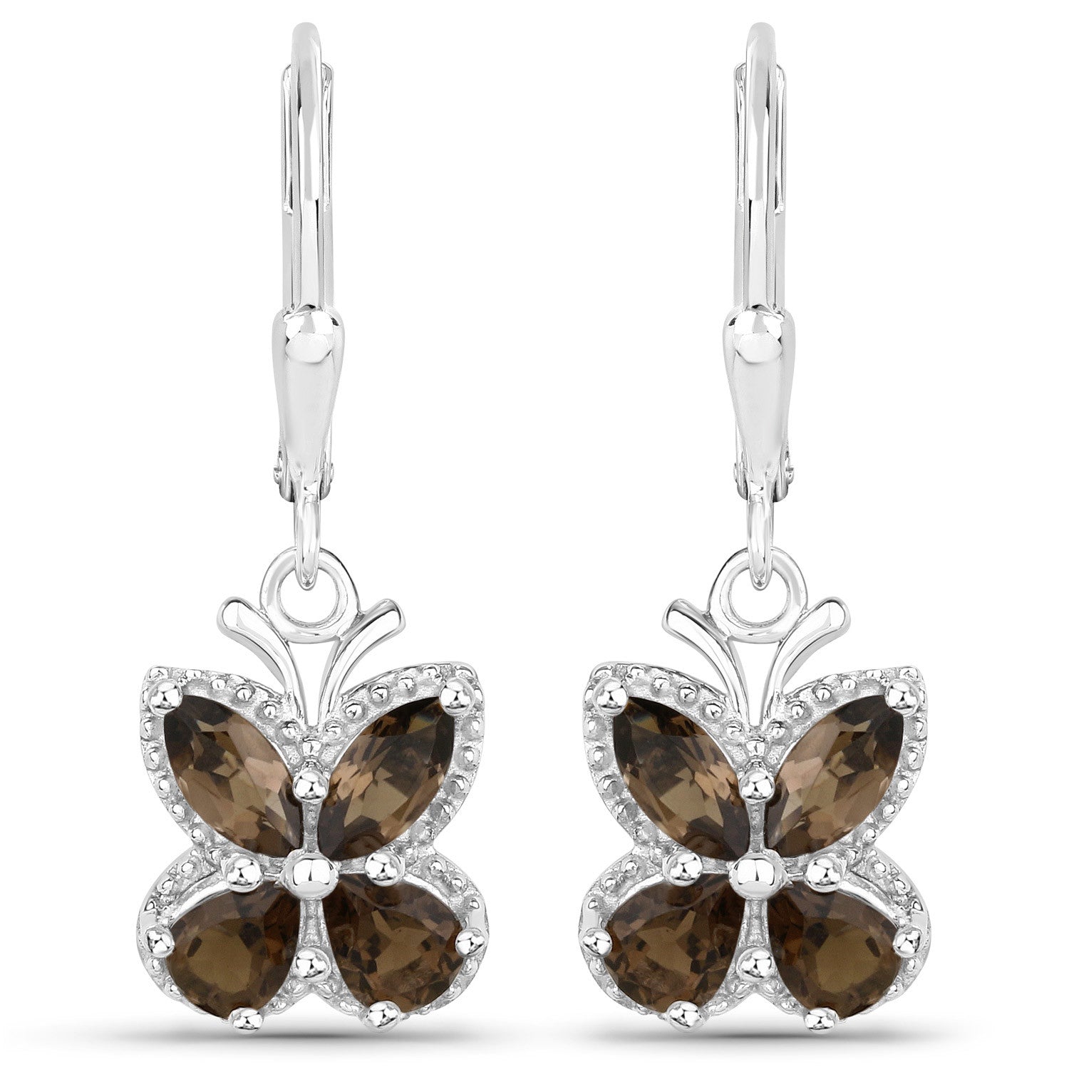 2.20 Carat Genuine Smoky Quartz .925 Sterling Silver Earrings