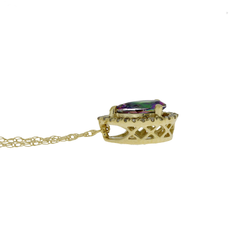 Treated Topaz Diamond Fashion Pendants 14KT Yellow Gold