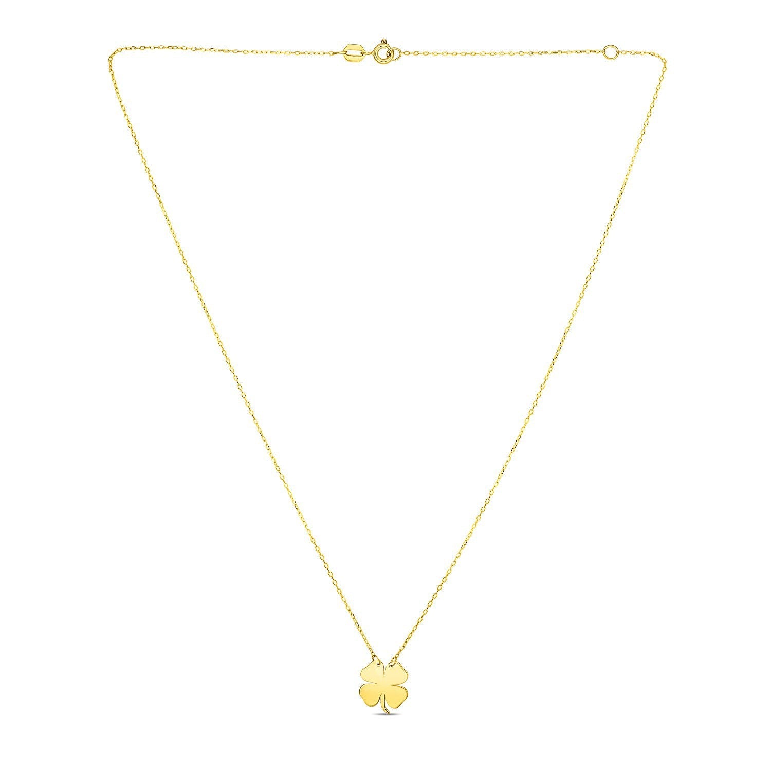 14K Yellow Gold Four Leaf Clover Necklace