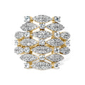 14K Yellow Gold 1.0 Cttw Diamond Geometric Stacked Open Cocktail Ring (I-J Color, I1-I2 Clarity) - Ring Size 7