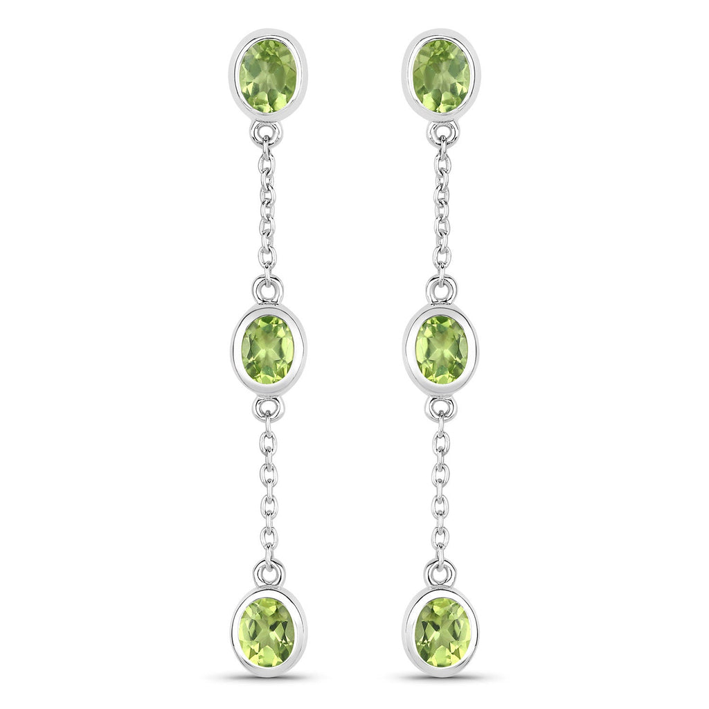2.10 Carat Genuine Peridot .925 Sterling Silver Earrings