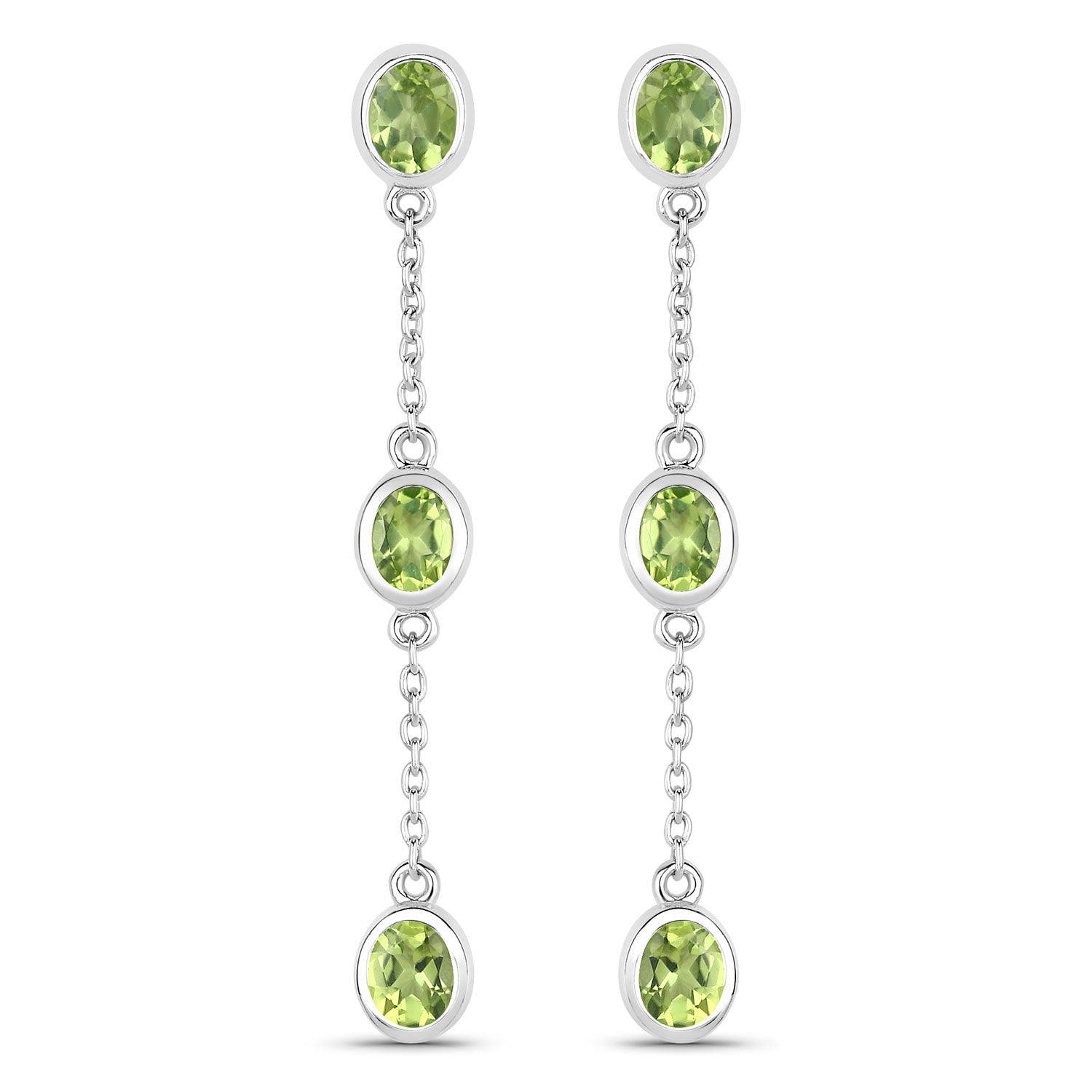 2.10 Carat Genuine Peridot .925 Sterling Silver Earrings
