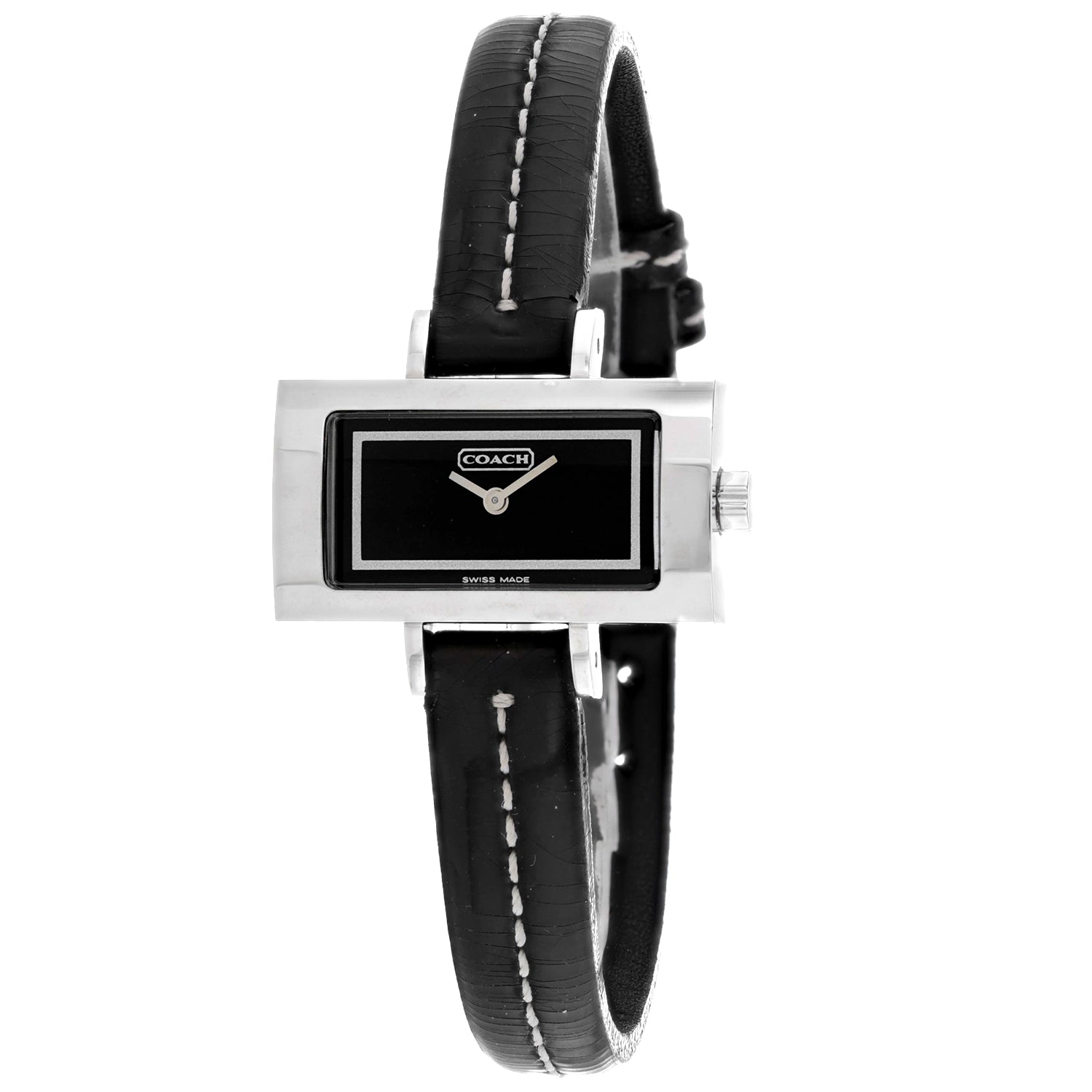 Coach Women's Black Leather Silver Quartz