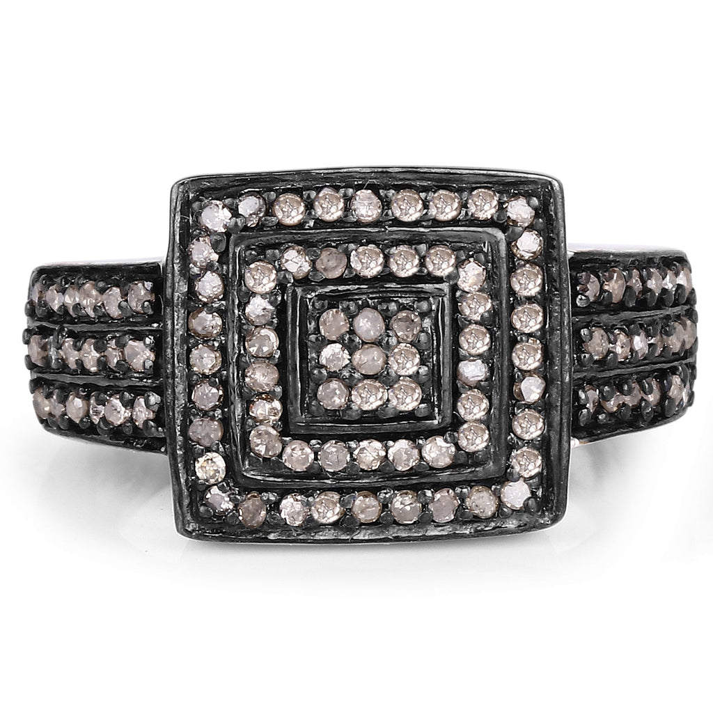 0.42 Carat Genuine Champagne Diamond .925 Sterling Silver Ring