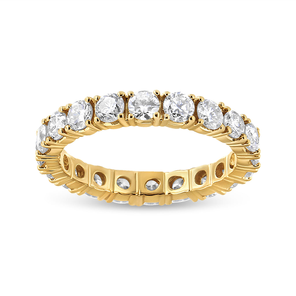 14K Yellow Gold 2.00 Cttw Shared Prong Set Round Cut Diamond Eternity Band (J-K Color, VS1-VS2 Clarity) - Ring Size 6.75
