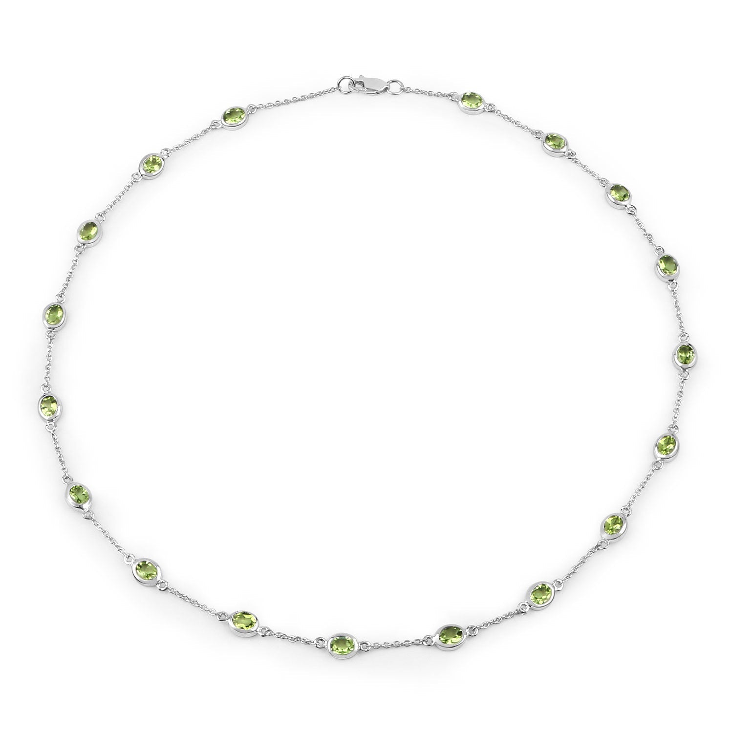 6.30 Carat Genuine Peridot .925 Sterling Silver Necklace