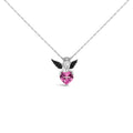 Sterling Silver Diamond Accent & Created Pink Sapphire Angel Heart Pendant Necklace