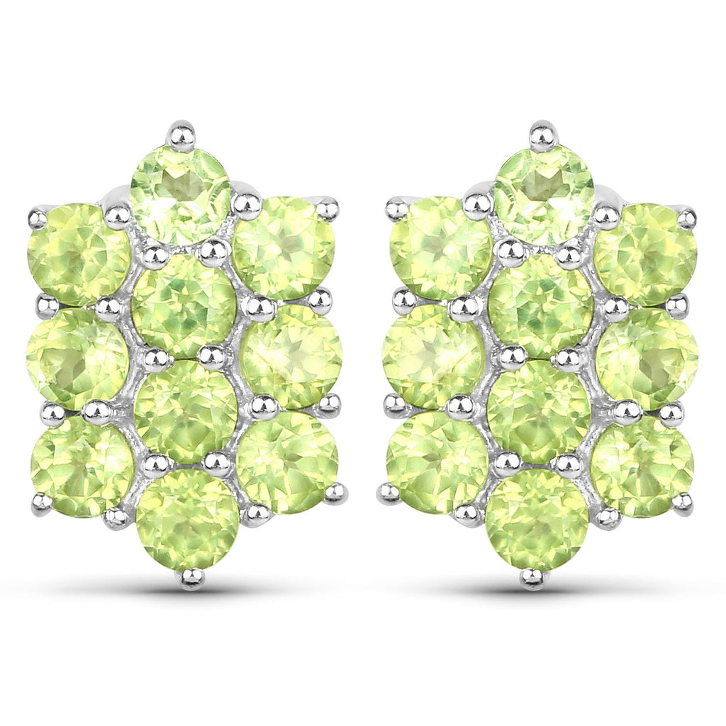 6.80 Carat Genuine Peridot .925 Sterling Silver 3 Piece Jewelry Set (Ring, Earrings, and Pendant w/ Chain)