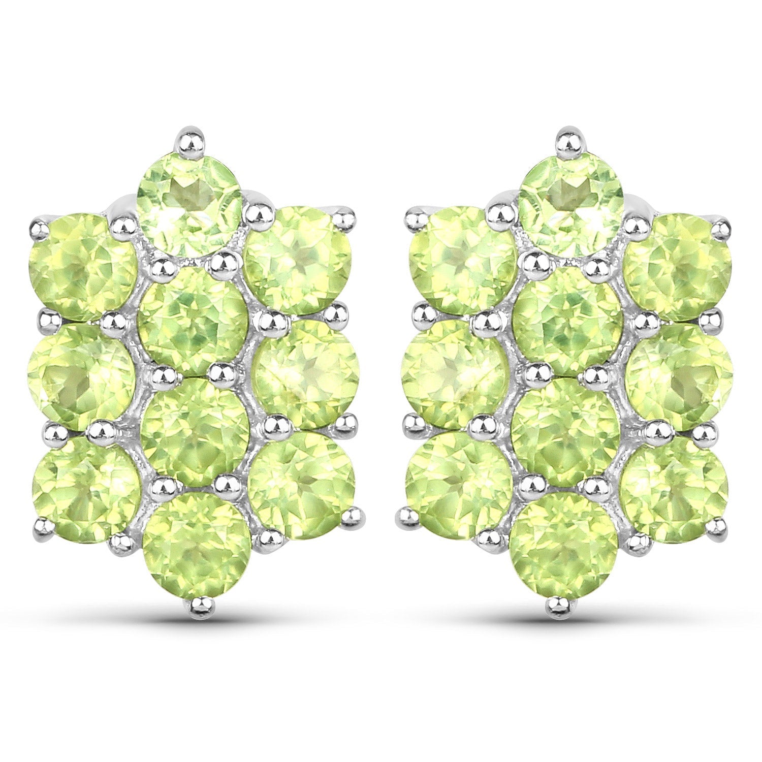 6.80 Carat Genuine Peridot .925 Sterling Silver 3 Piece Jewelry Set (Ring, Earrings, and Pendant w/ Chain)