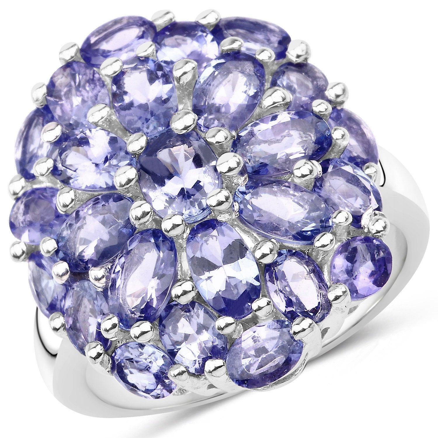 7.08 Carat Genuine Tanzanite .925 Sterling Silver Ring