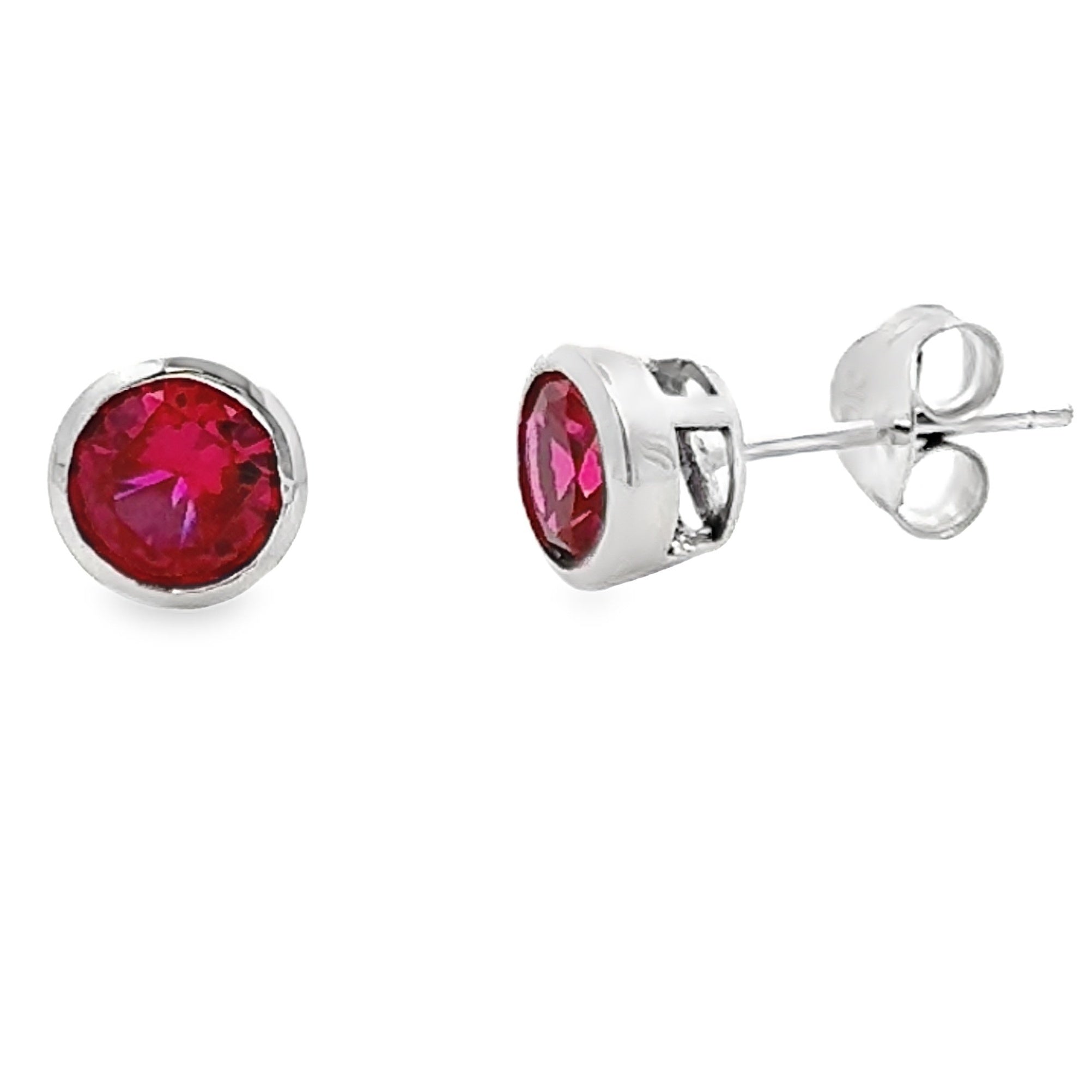 .89ct Created Ruby Stud Earrings 10KT White Gold