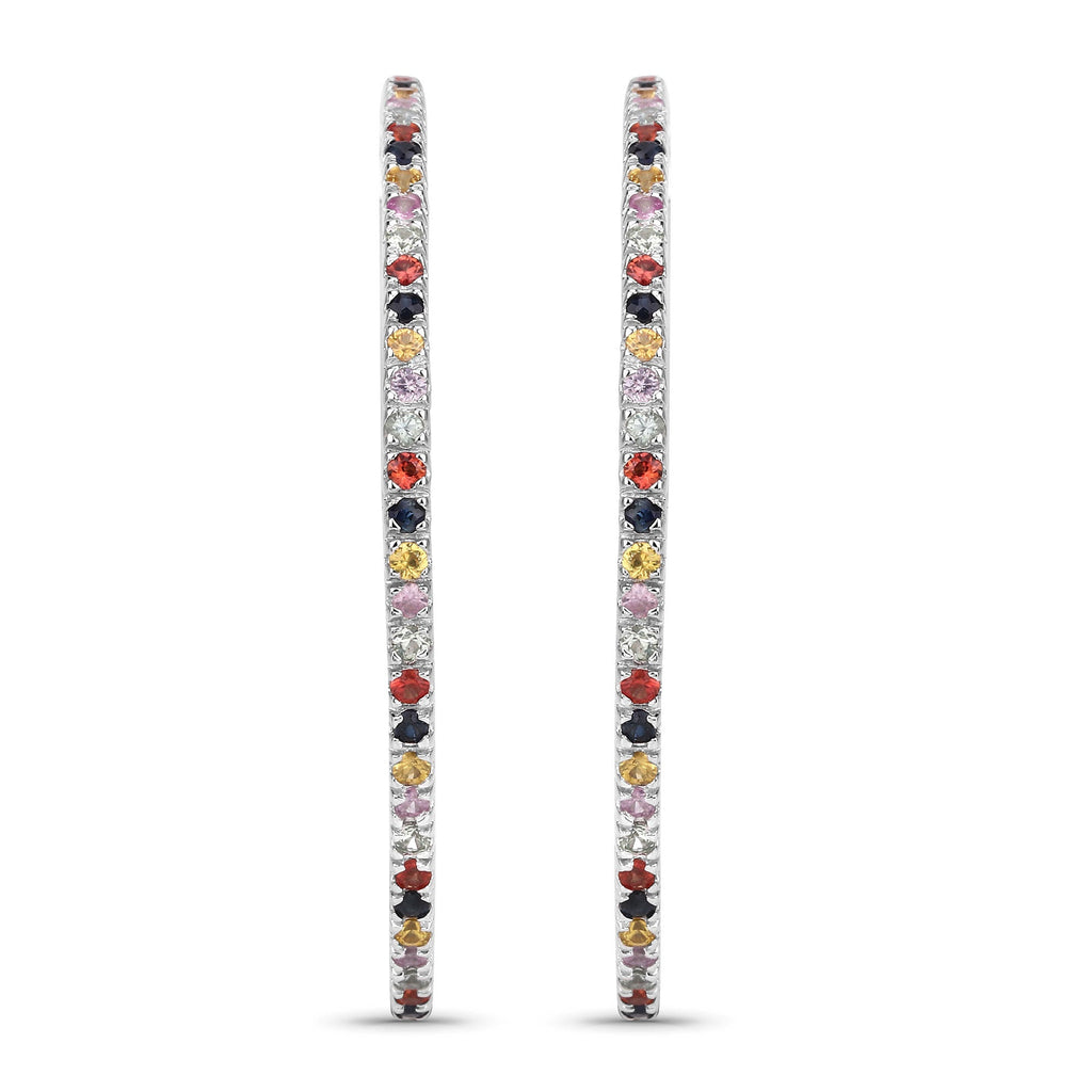 2.24 Carat Genuine Multi Sapphire .925 Sterling Silver Earrings