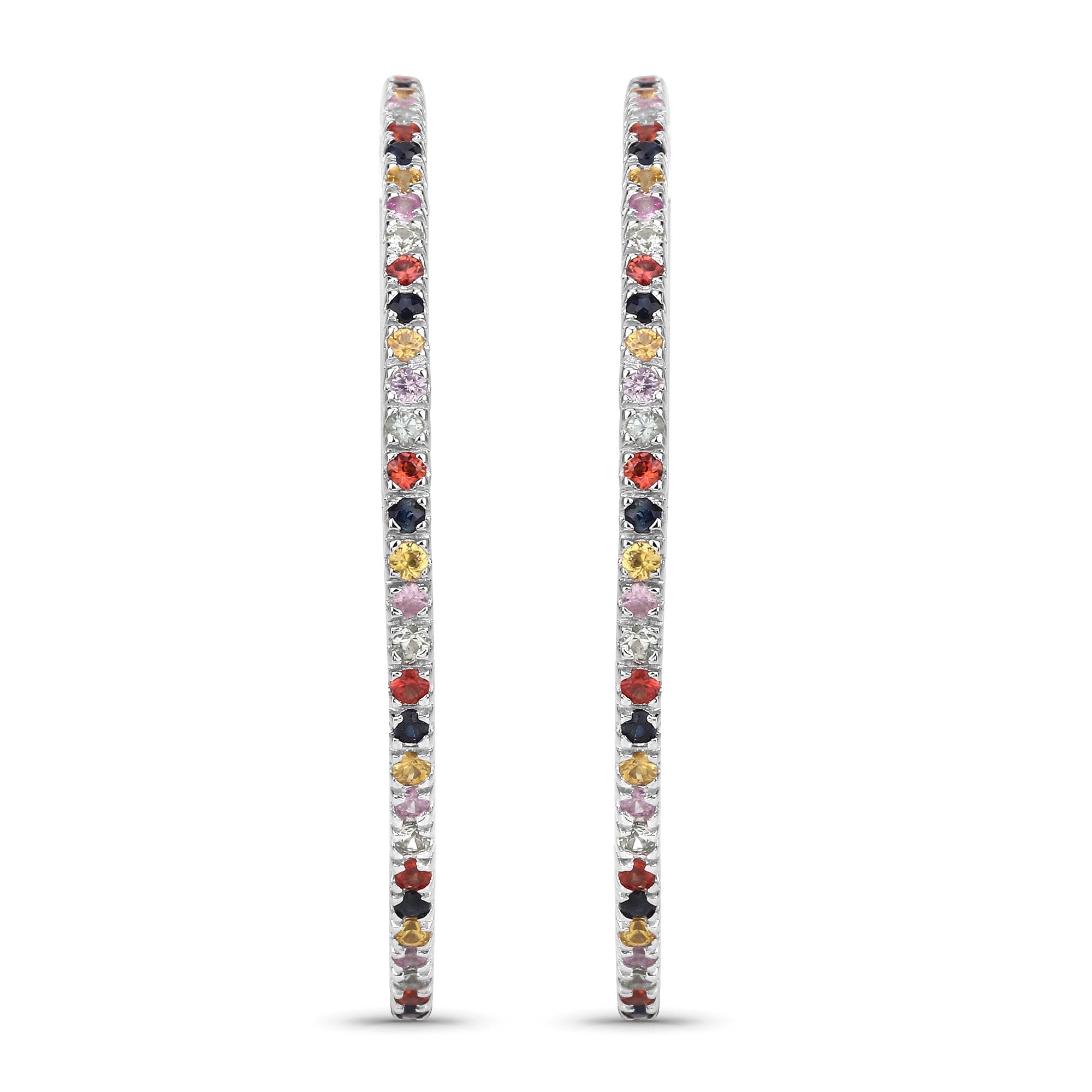 2.24 Carat Genuine Multi Sapphire .925 Sterling Silver Earrings
