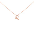 14k Rose Gold Plated Silver 1/10 Cttw Diamond Open Heart Pendant Necklace