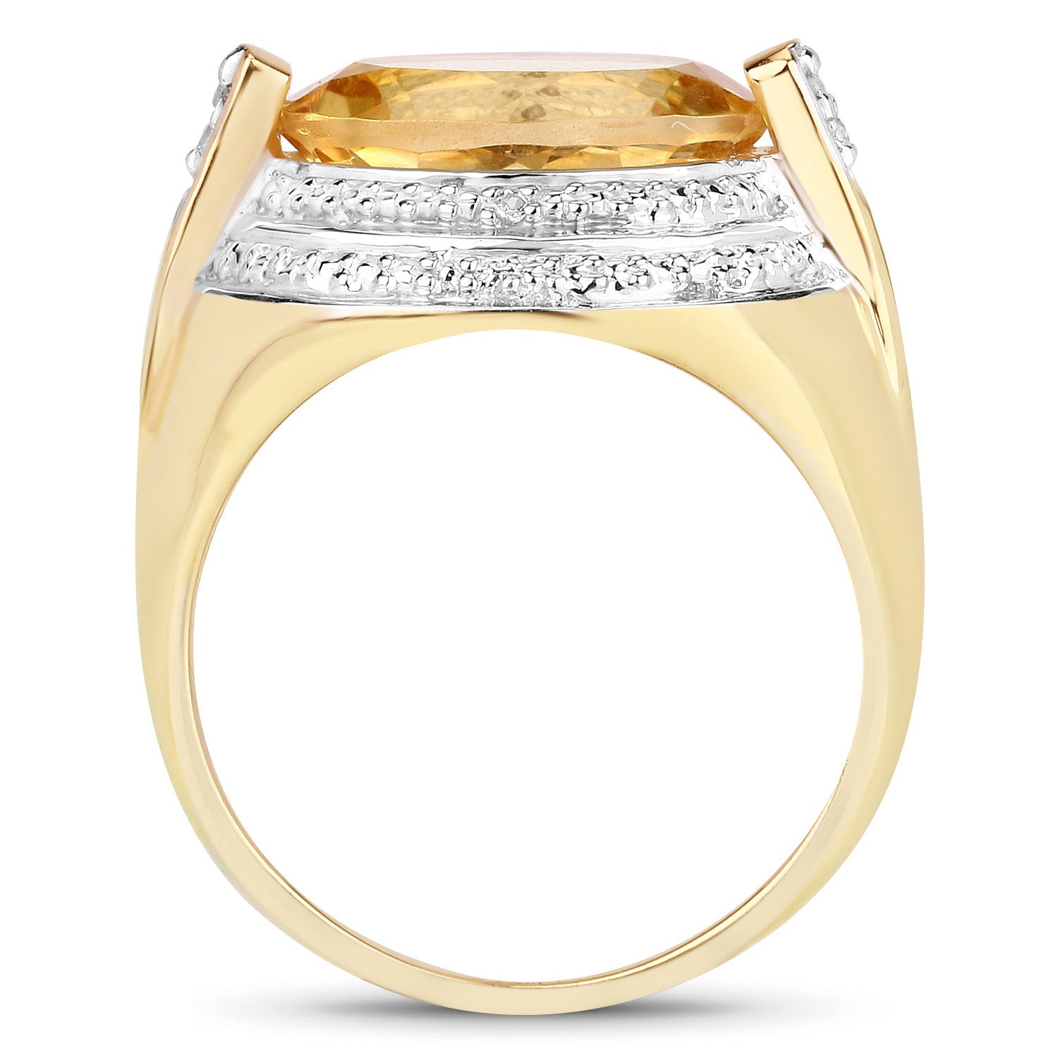 4.56 Carat Genuine Citrine and White Diamond .925 Sterling Silver Ring