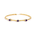18K Yellow Gold Purple Amethyst and 1/3 Cttw Diamond Halo Station Bracelet