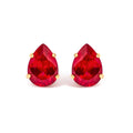 18K Yellow Gold 5X7 MM Created Pear Ruby Solitaire Stud Earrings