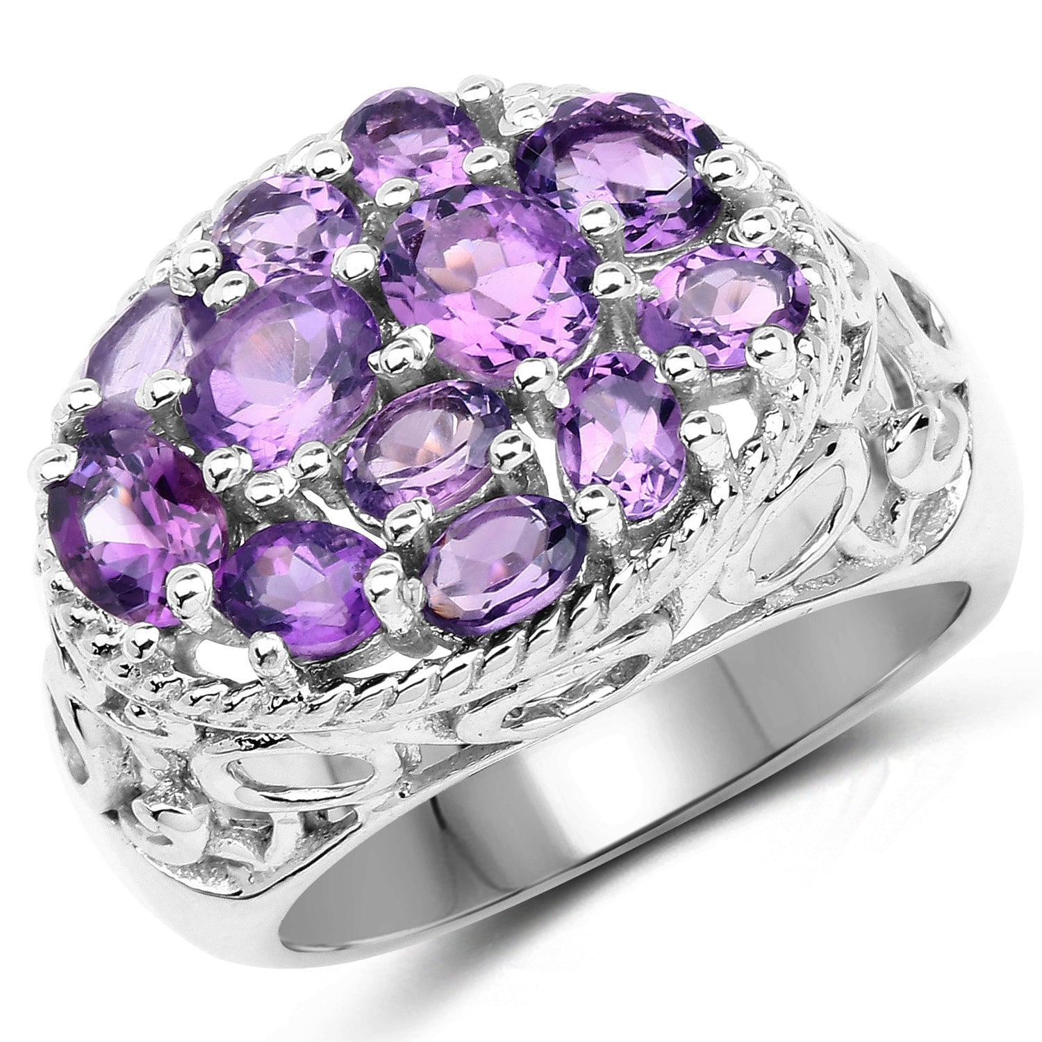 2.64 Carat Genuine Amethyst .925 Sterling Silver Ring