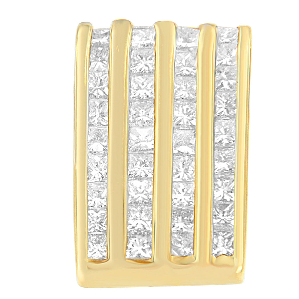 14K Yellow Gold 2 1/3 cttw Princess Cut Diamond Block Pendant Necklace (H-I, SI1-SI2)