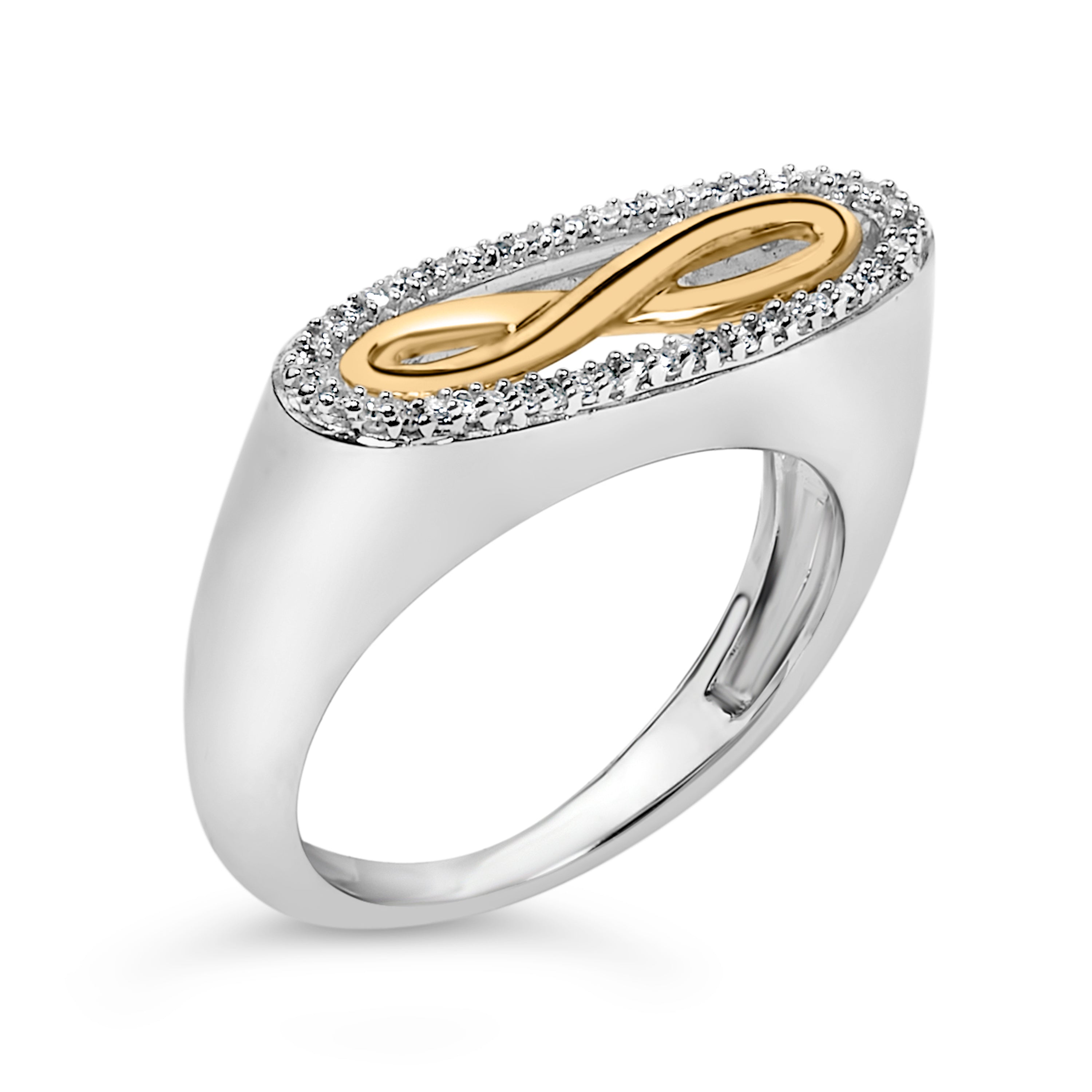 14K Yellow Gold Plated Sterling Silver Diamond Accent Infinity Ring