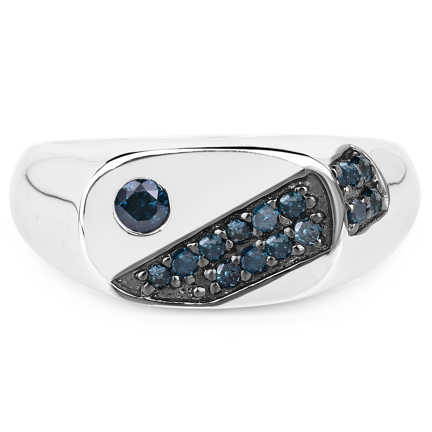 0.31 Carat Genuine Blue Diamond .925 Sterling Silver Ring